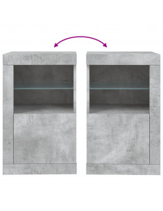 Armadietti con Luci LED 2pz Grigio Cemento in Legno Multistrato