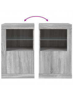 Armadietti con Luci LED 2pz Grigio Sonoma in Legno Multistrato