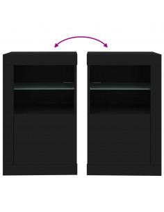 Armadietti con Luci LED 2pz Neri in Legno Multistrato