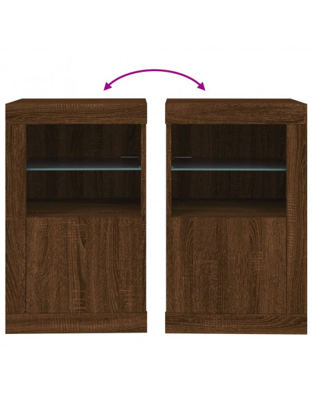 Armadietti con Luci LED 2pz Rovere Marrone in Legno Multistrato