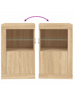 Armadietti con Luci LED 2pz Rovere Sonoma in Legno Multistrato