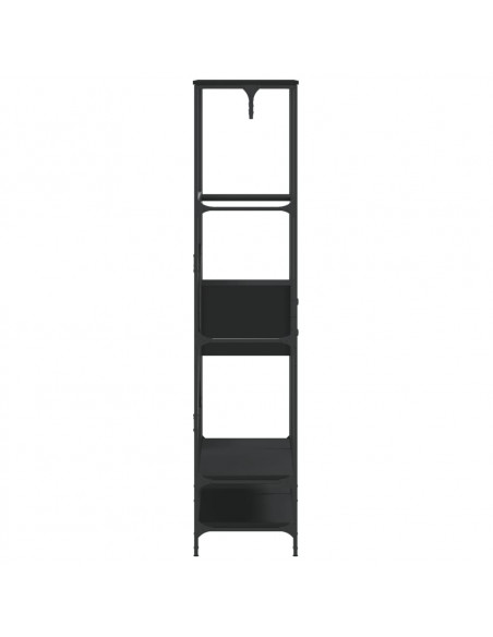 Appendiabiti con Scaffali Nero in Legno Multistrato
