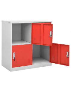 Armadietto a Chiave Grigio Chiaro e Rosso 90x45x92,5 cm Acciaio
