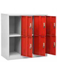Armadietto a Chiave Grigio Chiaro e Rosso 90x45x92,5 cm Acciaio