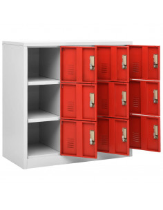 Armadietto a Chiave Grigio Chiaro e Rosso 90x45x92,5 cm Acciaio