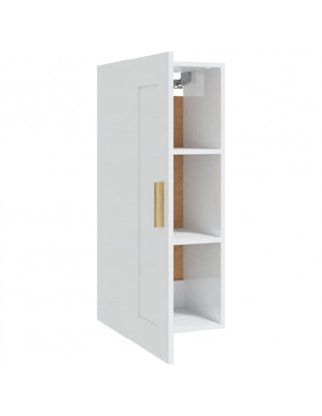Armadietto a Muro Bianco Lucido 35x34x90 cm Legno Multistrato