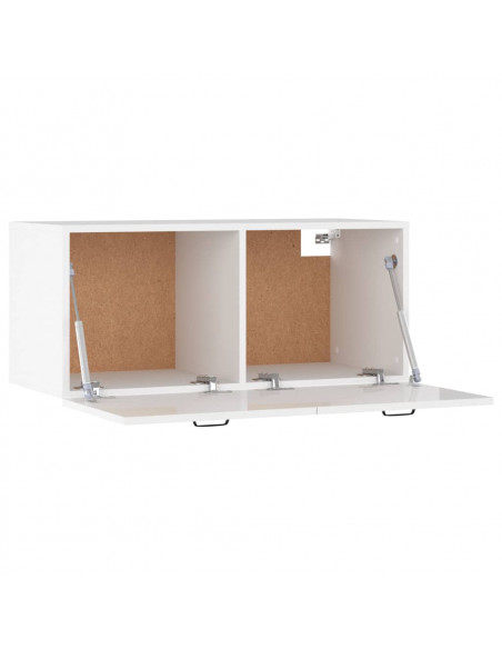 Armadietto a Muro Bianco Lucido 80x36x50 cm Legno Multistrato