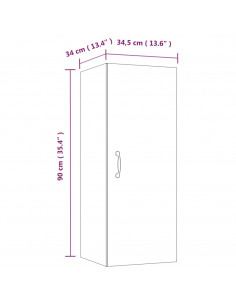 Armadietto a Muro Grigio Cemento 34,5x34x90cm Legno Multistrato