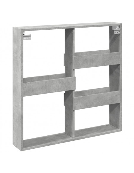 Armadietto a Muro Grigio Cemento 80x15x80 cm Legno Multistrato