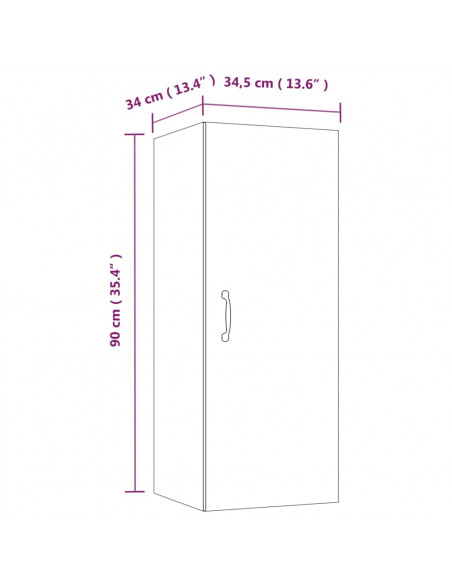 Armadietto a Muro Grigio Sonoma 34,5x34x90 cm Legno Multistrato