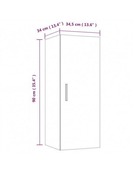 Armadietto a Muro Rovere Fumo 34,5x34x90cm in Legno Multistrato
