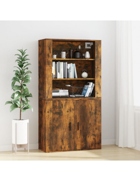 Armadietto a Muro Rovere Fumo 80x33x80 cm in Legno Multistrato