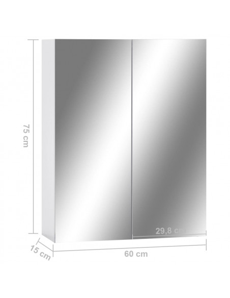 Armadietto a Specchio Bianco 60x15x75 cm in MDF