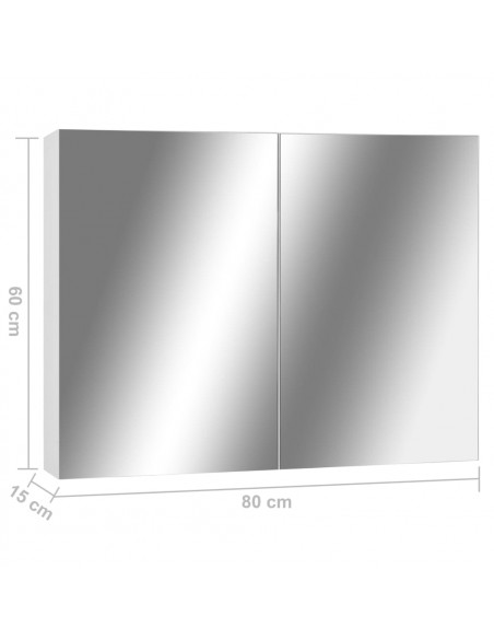 Armadietto a Specchio Bianco 80x15x60 cm in MDF