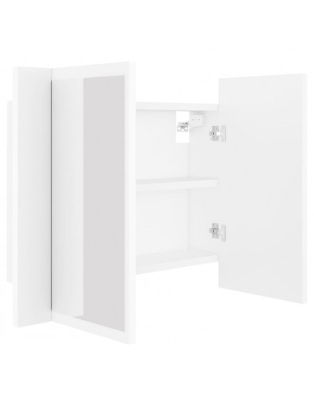 Armadietto a Specchio con Luci LED Bianco 60x12x45 in Acrilico