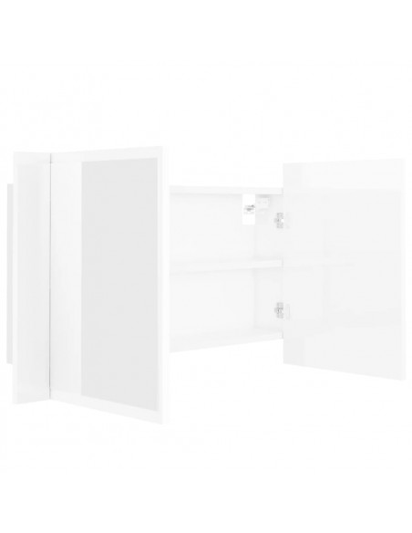 Armadietto a Specchio con Luci LED Bianco Lucido in Acrilico