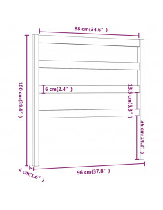 Testiera per Letto Nera 96x4x100 cm in Legno Massello di Pino