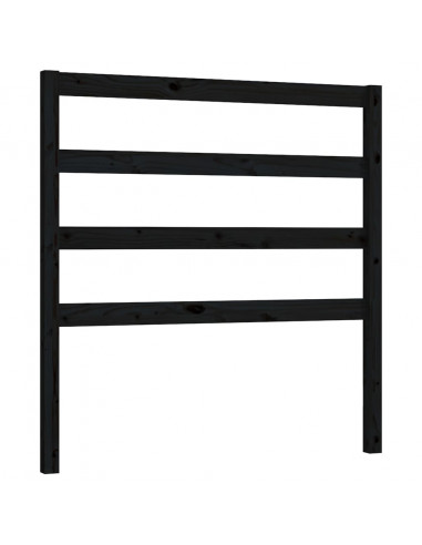 Testiera per Letto Nera 96x4x100 cm in Legno Massello di Pino