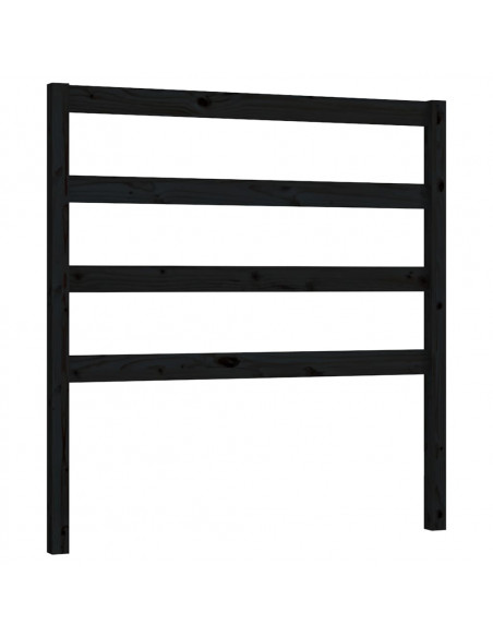 Testiera per Letto Nera 96x4x100 cm in Legno Massello di Pino