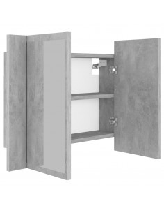 Armadietto a Specchio con Luci LED Grigio Cemento in Acrilico