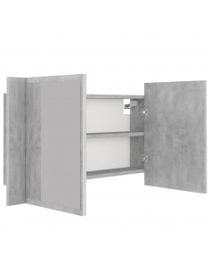 Armadietto a Specchio con Luci LED Grigio Cemento in Acrilico