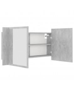 Armadietto a Specchio con Luci LED Grigio Cemento in Acrilico