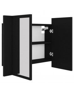 Armadietto a Specchio con Luci LED Nero 60x12x45 cm in Acrilico