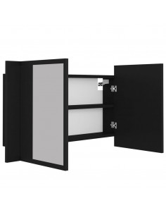 Armadietto a Specchio con Luci LED Nero 80x12x45 cm in Acrilico