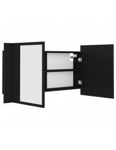 Armadietto a Specchio con Luci LED Nero 90x12x45 cm in Acrilico