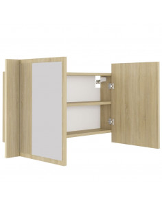 Armadietto a Specchio con Luci LED Rovere Sonoma in Acrilico