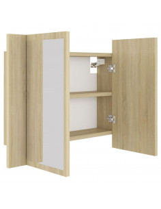 Armadietto a Specchio con Luci LED Rovere Sonoma in Acrilico