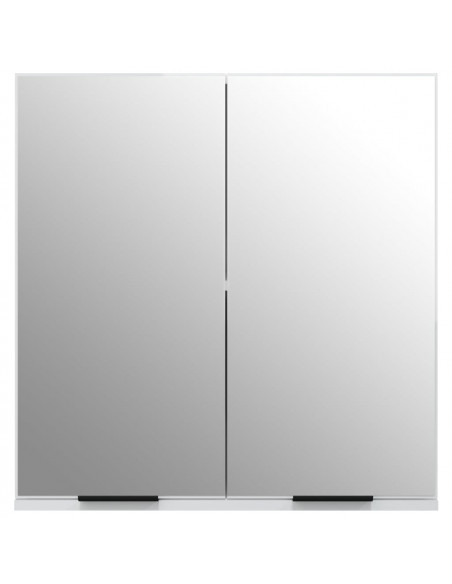 Armadietto a Specchio da Bagno Bianco Lucido 64x20x67 cm