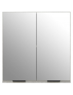 Armadietto a Specchio da Bagno Grigio Cemento 64x20x67 cm