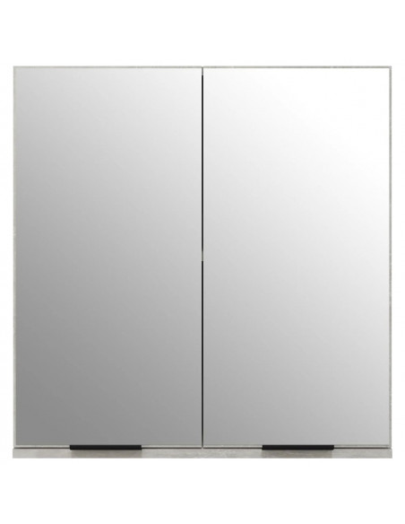 Armadietto a Specchio da Bagno Grigio Cemento 64x20x67 cm