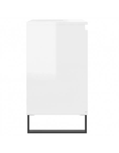 Armadietto Bagno Bianco Lucido 58x33x60cm in Legno Multistrato