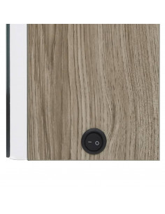 Armadietto Bagno con Specchio e LED 89x14x62 cm Bianco e Rovere