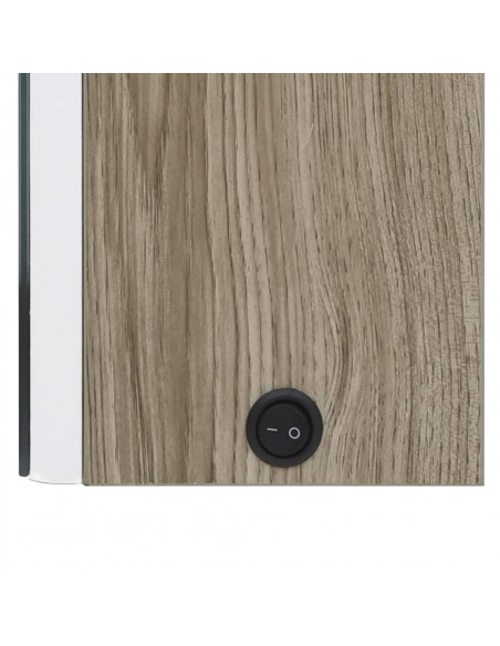 Armadietto Bagno con Specchio e LED 89x14x62 cm Bianco e Rovere