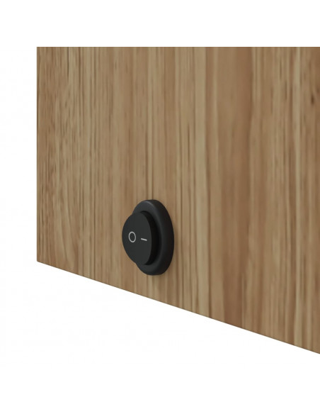 Armadietto Bagno con Specchio e LED ad Arco Rovere 42x13x70 cm
