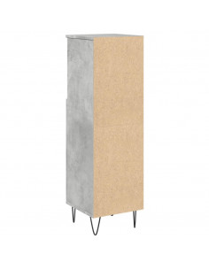 Armadietto Bagno Grigio Cemento 30x30x100 cm Legno Multistrato
