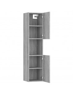 Armadietto Bagno Grigio Sonoma 30x30x130cm in Legno Multistrato