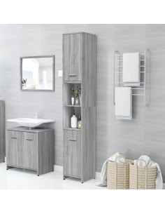 Armadietto Bagno Grigio Sonoma 30x30x183,5 cm Legno Multistrato