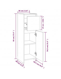 Armadietto Bagno Grigio Sonoma 30x30x95 cm in Legno Multistrato