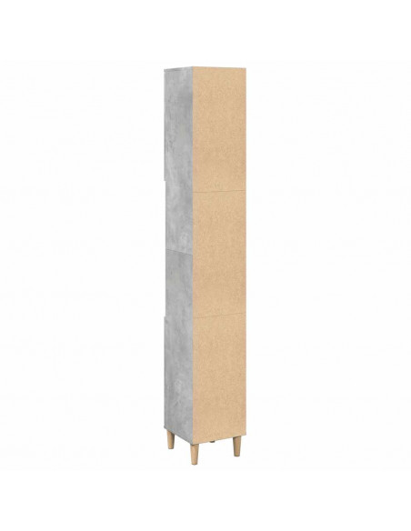 Armadietto Bagno Grigio Cemento 30x30x190 cm Legno Multistrato