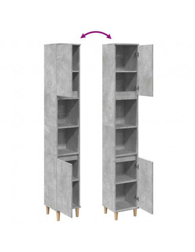 Armadietto Bagno Grigio Cemento 30x30x190 cm Legno Multistrato