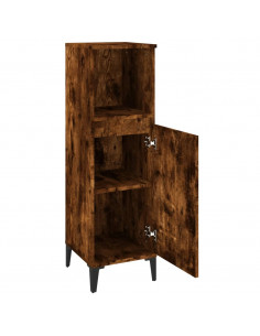 Armadietto Bagno Rovere Fumo 30x30x100 cm in Legno Multistrato