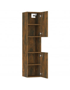 Armadietto Bagno Rovere Fumo 30x30x130 cm in Legno Multistrato