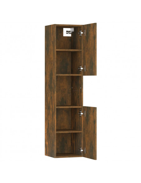 Armadietto Bagno Rovere Fumo 30x30x130 cm in Legno Multistrato