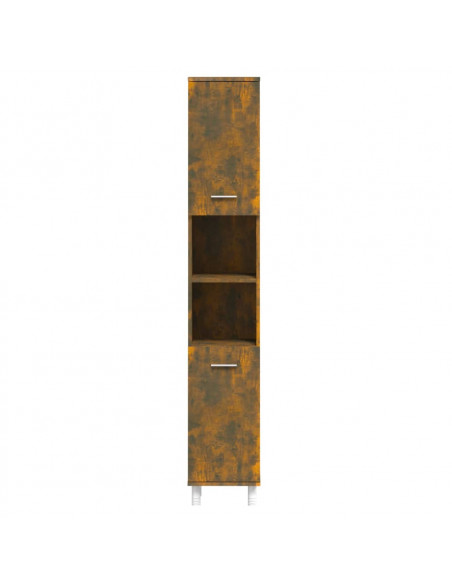 Armadietto Bagno Rovere Fumo 30x30x179 cm in Legno Multistrato