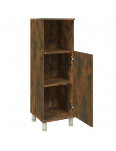 Armadietto Bagno Rovere Fumo 30x30x95 cm in Legno Multistrato