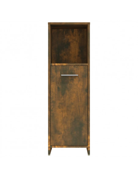 Armadietto Bagno Rovere Fumo 30x30x95 cm in Legno Multistrato
